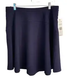 Larry Levine career knee length stretch Waffle knit skirt womens L navy blue NEW