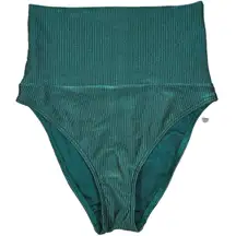 Vince Camuto Ribbed Roll-Over High Waist Bikini‎ Bottom Conifer XS NWT
