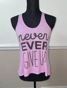 Racerback Tank Top ‘Never Give Up’ Size X-Small