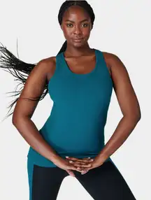 Sweaty Betty Athlete Seamless Tank Top Large Reef Teal Blue Activewear EUC