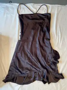 Princess Polly,‎ Black Satin spaghetti strap backless mini dress, size 6