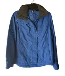 LL Bean Jacket Womens Small Blue Hooded Nylon Lightweight Rain Windbreaker‎ Coat