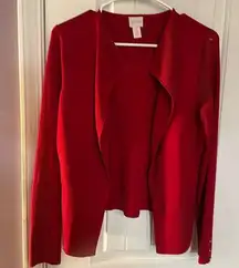 Chicos Women's 1=M Ribbed
Stretch Knit Clasp Front Cardigan
Sweater Cranberry