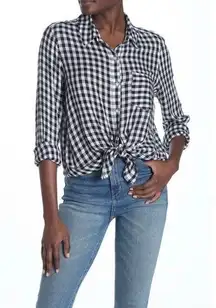 Abound  Weekend Tie Front Checkered Button Up Long Sleeve Shirt