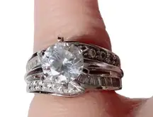 Modest .925 Sterling Silver Cubic Zirconia Wedding Anniversary Ring Sz 5