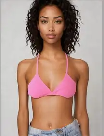 Op Halter Hot Pink Triangle Bikini Bathing Suit Top Size S-M