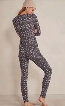 NWT Free People Intimately Free Home Alone Long Johns In Grey Motif Combo  $98 MSRP