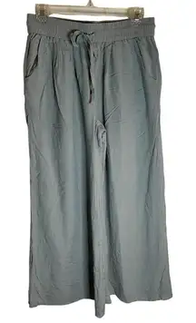 Heyson Sage Green Wide Leg Pants with Elastic Waist Size Medium hemp material