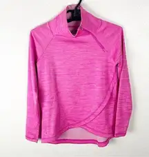 IBKUL Pink Asymmetrical Side Pockets Quarter Zip Pullover, Size Small