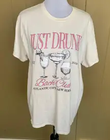 women L 100% cotton Crewneck short sleeve graphic print shirt