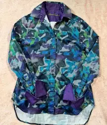 Robert Graham Women's Print Long Sleeve Button Up Shirt Size Small