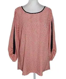 Gibson Latimer Pink Chevron Blouse Size Large Rose and Cream Chevron Print Top