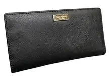 Kate Spade Black Saffiano Leather Stacy Bifold Long Snap Wallet