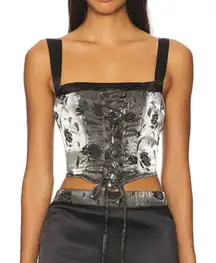 REVOLVE More to Come‎ Celeste Corset Style Tie Front Top in Black XS NEW