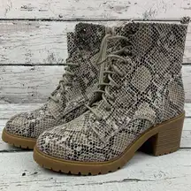 Sonoma/Kohl's High Heel Combat Boots Women's Side Zip [Size 9 Med] Spotted Snake