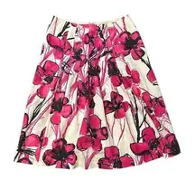 Lafayette 148 pink & cream floral midi skirt size 4