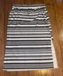 Maurices Monochrome black white Striped maxi Skirt size 2X side slits
