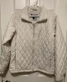 Columbia Off White Mock Neck Quilted Long Sleeve Puffer Jacket