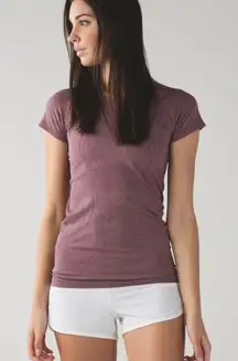 Lululemon Swiftly Tech Short Sleeve Crew In Heathered Bordeaux Drama Size 12
