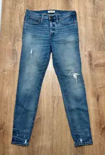 MADEWELL | 9" High-Rise Skinny Jeans, Distressed Destructed-Hem Edition, Size 30