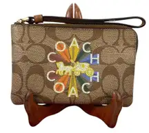 EUC Rainbow Radial Print Khaki and Tan Pride Small Corner Zip Wristlet