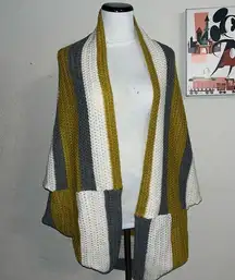 L Love yellow creme & gray Cardigan, small/medium