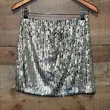 By Together Silver Sequined Mini Skirt size Small concert party wedding