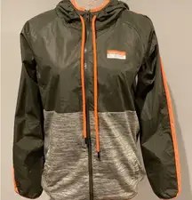 PINK Victoria’s Secret Green & Gray Lightweight Jacket Full Zip Pockets EUC XS/S