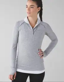 Lululemon Think Fast Pullover Heathered Slate/Tonka Stripe Heathered Slate White