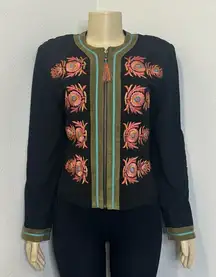 Double D Ranch Ladies Sz Small Western Floral Embroidered Suede Leather Jacket