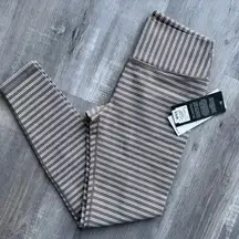GLYDER Women’s Sz Medium Sultry Legging: Mocha/Oatmilk Stripe New NWT