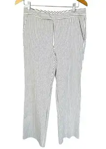 Lauren Ralph Lauren White Blue Striped Straight Pants Stretch High Rise Womens 8