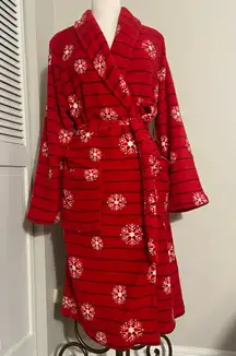 NEW Sleep Chic Red with Snowflakes Wintertime Robe L Large