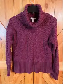 Rachel Ashwell Maroon Cable Knit Coastal Chunky Sweater Womens S Cotton (3269)