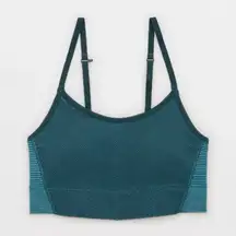OFFLINE By Aerie Seamless Two Tone Sports Bra Deep Forest Green Size XL New