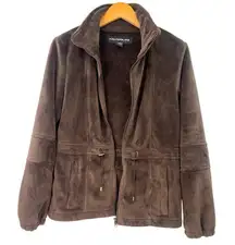 Kristen Blake | S |Women's Fleece Full Zip Jacket Sweatshirt Coat Brown Luxury