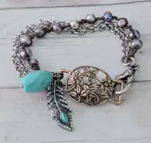 Lucky Brand Bracelet - Pretty with Turquoise Tone Feather Charm