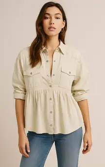 We The Free by Free People “Dylan” Peplum Cotton Shacket – Women’s Medium