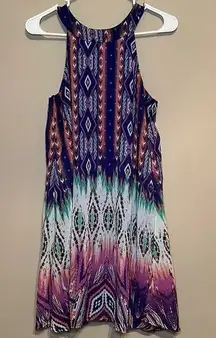 Jodi Kristopher Women’s High Neck Sleeveless Colorful Dress Size Small