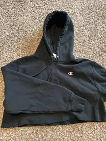 Black Champion Cropped Hoodie