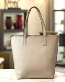 Mark & Graham Beige Pebbled Leather Tote Bag Neutral Minimalist