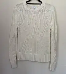 Amazon Essentials Cable Knit Sweater Ivory Cotton Crewneck Women’s Size S