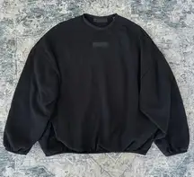 Fear of God Essentials Sweatshirt Mens Medium Black Crew Logo Patch Oversized