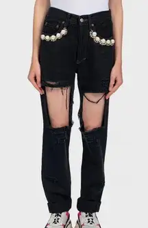 Forte Couture Pearl Embellished Jeans