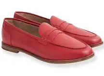 J.Crew  RYAN PENNY LOAFERS IN LEATHER BRILLIANT POPPY RED