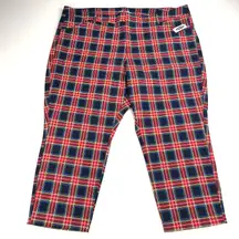 Old Navy Pixie High Rise Tartan Plaid Ankle Pants Red Navy NEW Size 26 Plus