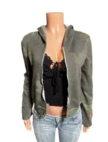 Alternative earth long sleeve military green Full zip hoodie sweater S 