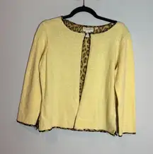 Y2K Banana Republic Angora Rabbit Hair Wool blend Silk lined yellow cardigan