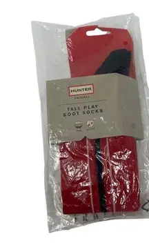 New Hunter tall play boot knit red socks sz S/M