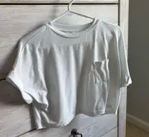 Plain white cuffed sleeve top